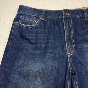 Plugg Jeans Mens 38x32 Blue Baggy Straight Leg Dark Wash Denim Cotton 210097